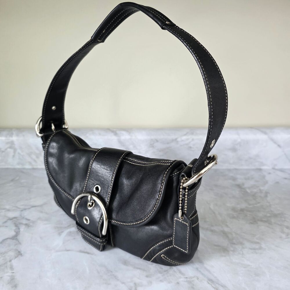 Vintage Coach Soho 9247 Black Leather Y2K Shoulder Bag Cool Girl Downtown - Picture 4 of 15